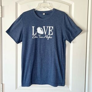 Love Zeta Tau Alpha denim blue colored cotton blend Canvas Tshirt